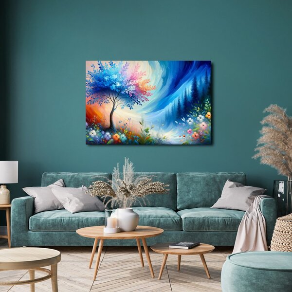 Quadro su tela – Albero della vita nell'arcobaleno di colori