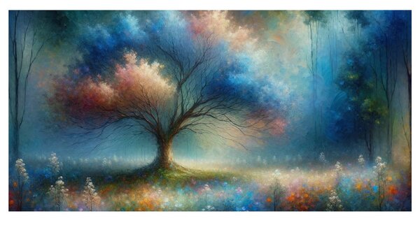 Quadro su tela – Albero della vita mistico con fiori