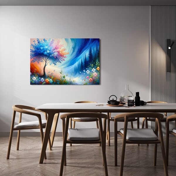Quadro su tela – Albero della vita nell'arcobaleno di colori