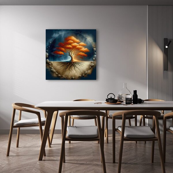 Quadro su tela – Albero della vita autunnale con radici