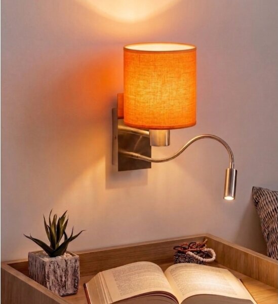 Brilagi - Lampada LED da parete flessibile NUBILA 1xE27/25W/230V+LED/3W cromo/arancione