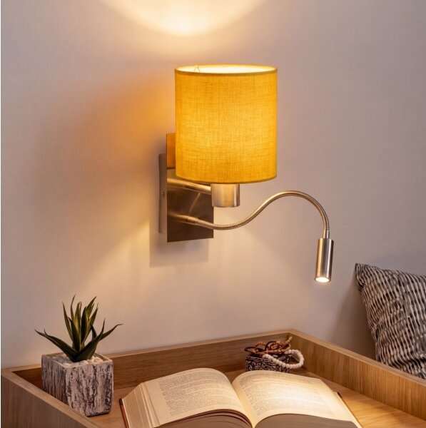 Brilagi - Lampada da parete LED flessibile NUBILA 1xE27/25W/230V+LED/3W cromo/giallo