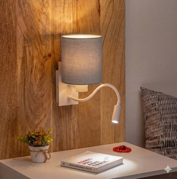 Brilagi - LED applique flessibile NUBILA 1xE27/25W/230V + LED/3W bianco/grigio chiaro