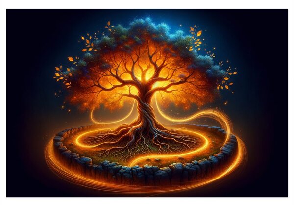 Quadro su tela – Albero della vita magico al bagliore
