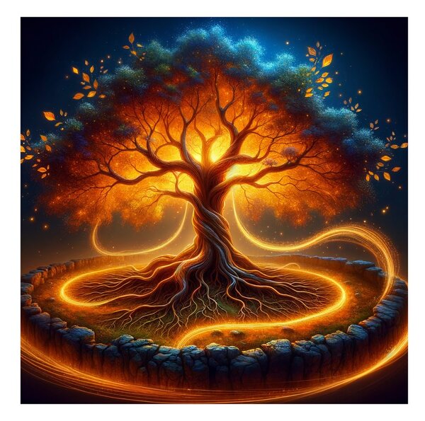 Quadro su tela – Albero della vita nel cerchio di fuoco