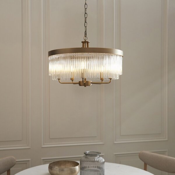 Endon 119110 - Lampadario a catena CLERMONT 5xE14/6W/230V ottone