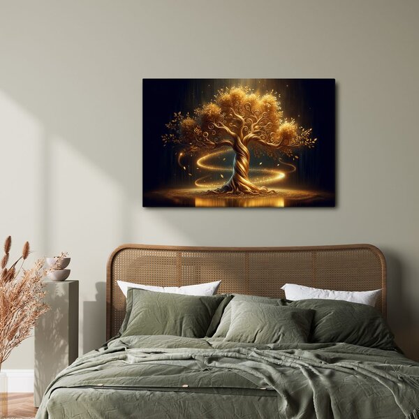 Quadro su tela – Albero della vita dorato al bagliore