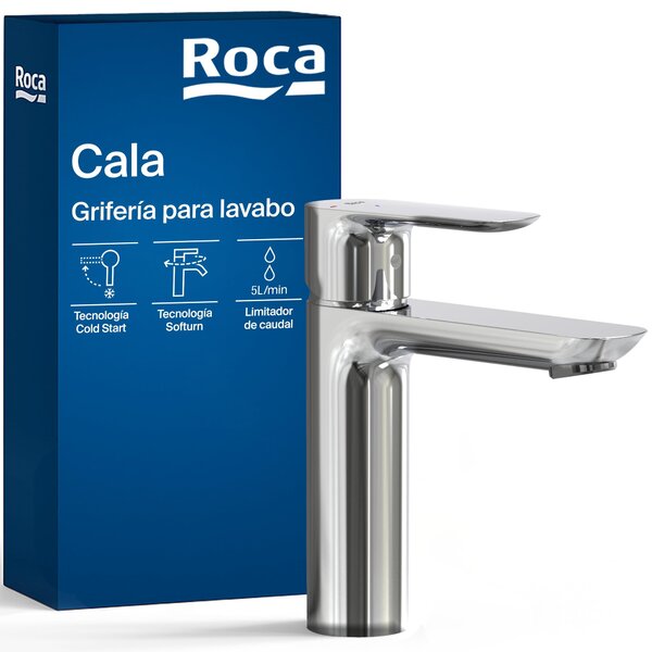 Miscelatore per lavabo con tecnologia di avviamento a freddo, cromato