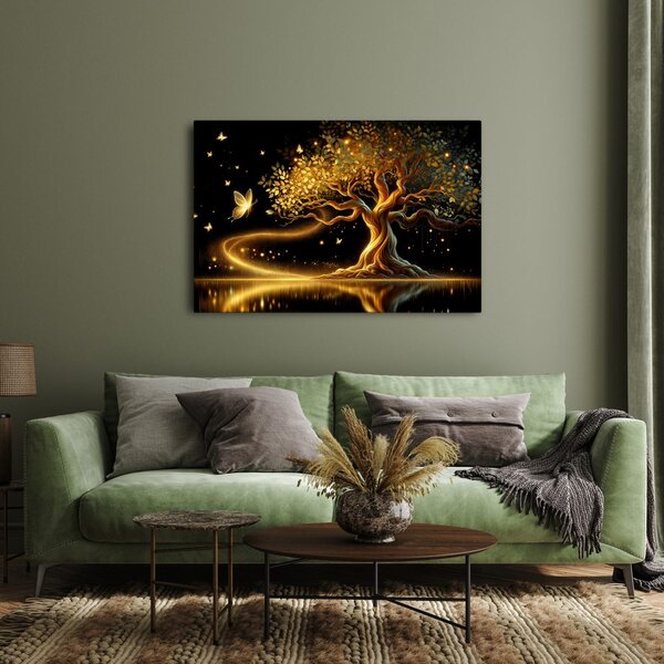 Quadro su tela – Albero della vita magia dorata