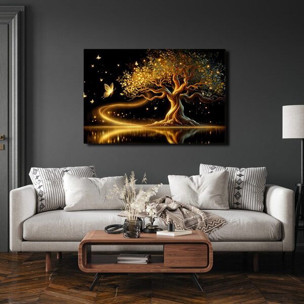 Quadro su tela – Albero della vita magia dorata
