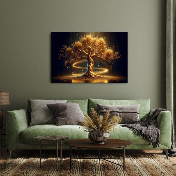 Quadro su tela – Albero della vita dorato al bagliore
