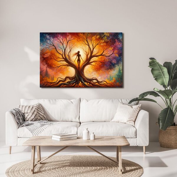Quadro su tela – Donna nell'albero della vita