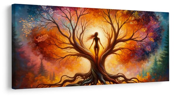 Quadro su tela – Albero della vita autunnale con figura