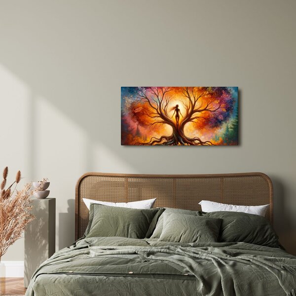 Quadro su tela – Albero della vita autunnale con figura