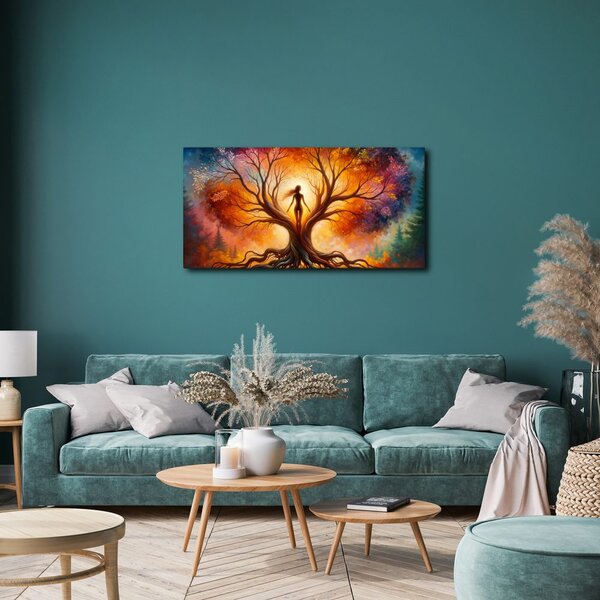 Quadro su tela – Albero della vita autunnale con figura