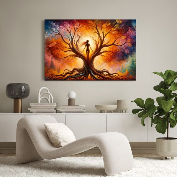 Quadro su tela – Donna nell'albero della vita
