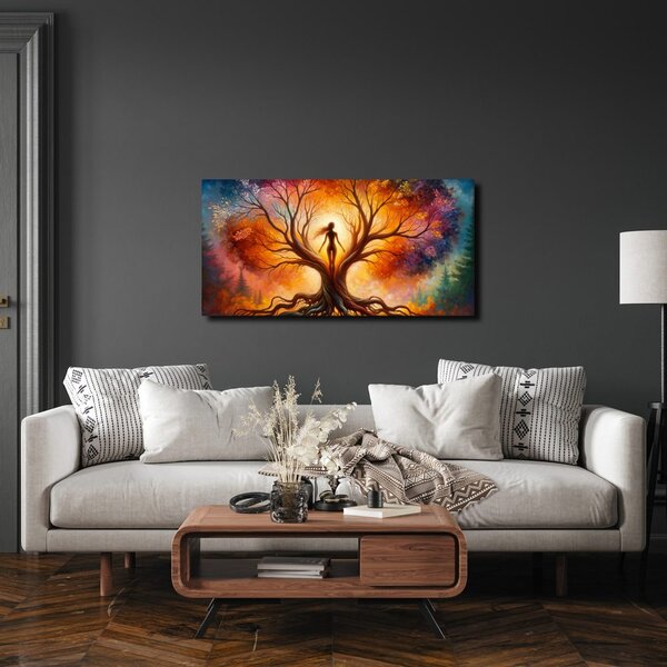 Quadro su tela – Albero della vita autunnale con figura
