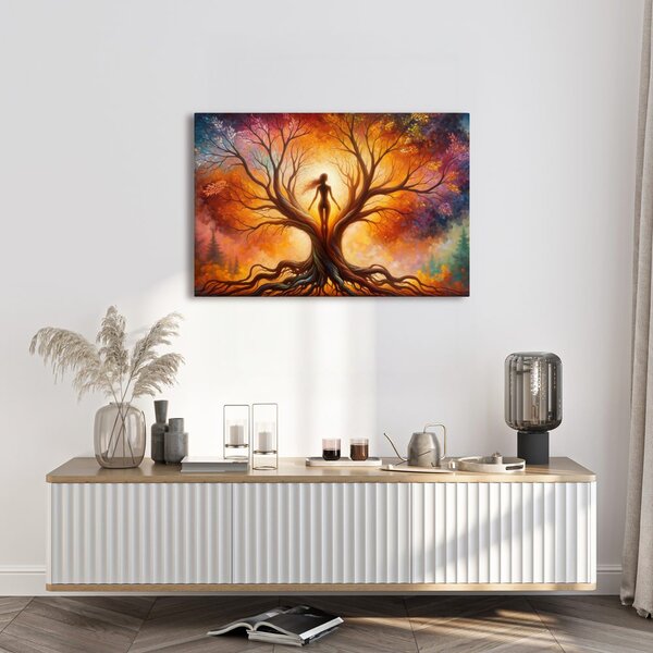 Quadro su tela – Donna nell'albero della vita