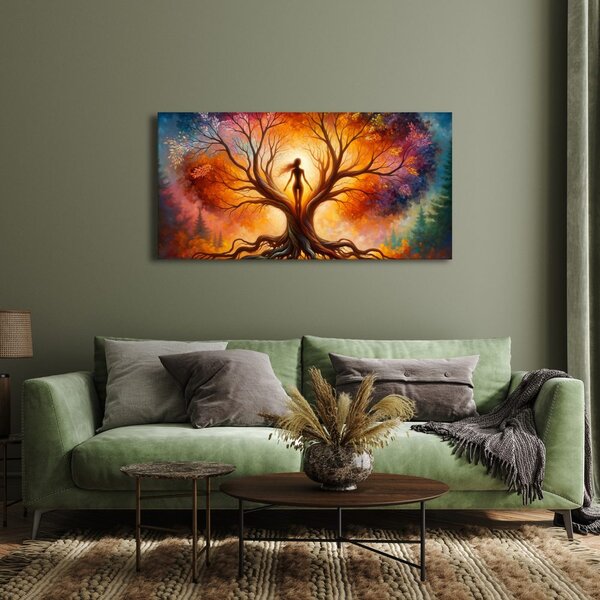 Quadro su tela – Albero della vita autunnale con figura