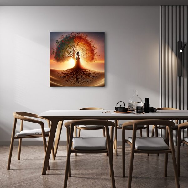 Quadro su tela – Tramonto e albero della vita