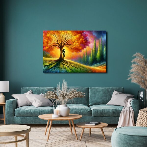 Quadro su tela – Sagoma misteriosa presso l'albero della vita