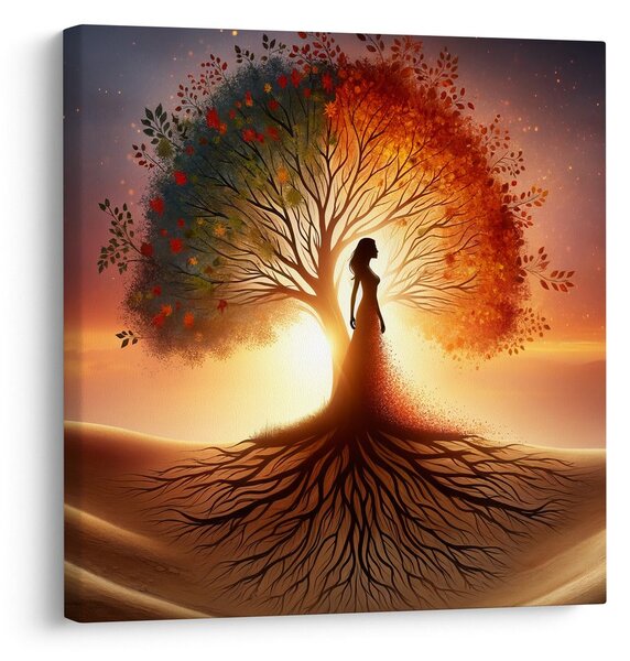 Quadro su tela – Tramonto e albero della vita