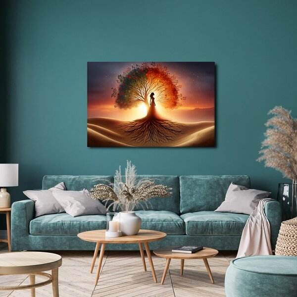 Quadro su tela – Sagoma di donna e albero della vita