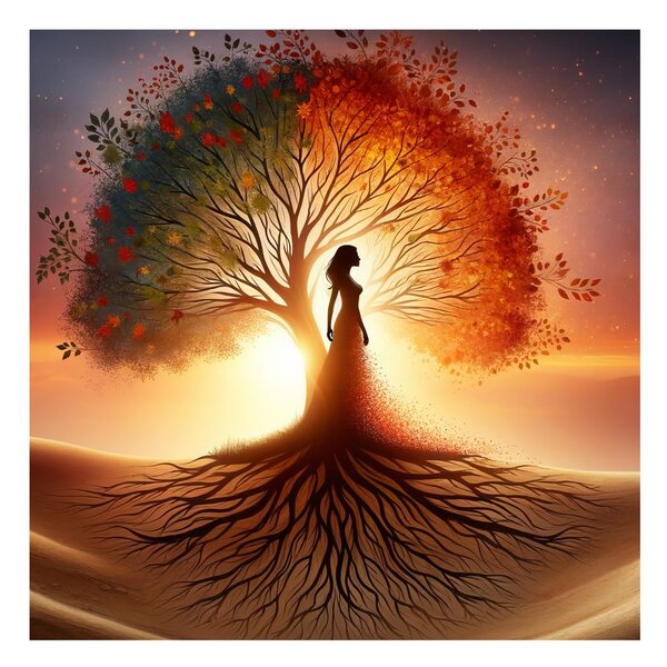 Quadro su tela – Tramonto e albero della vita