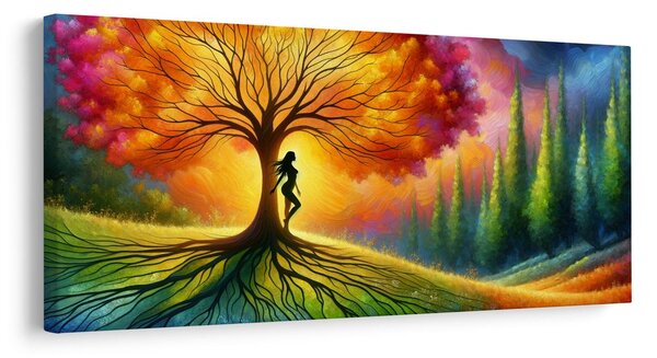 Quadro su tela – Danza di luce intorno all'albero della vita