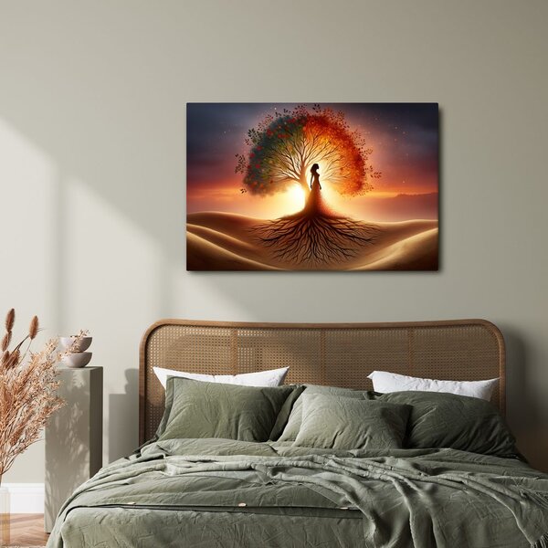 Quadro su tela – Sagoma di donna e albero della vita