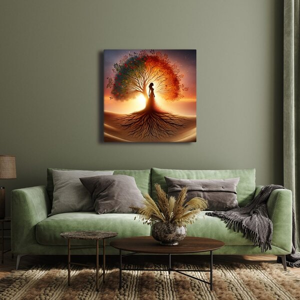 Quadro su tela – Tramonto e albero della vita