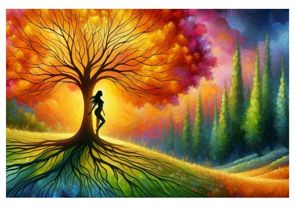 Quadro su tela – Sagoma misteriosa presso l'albero della vita
