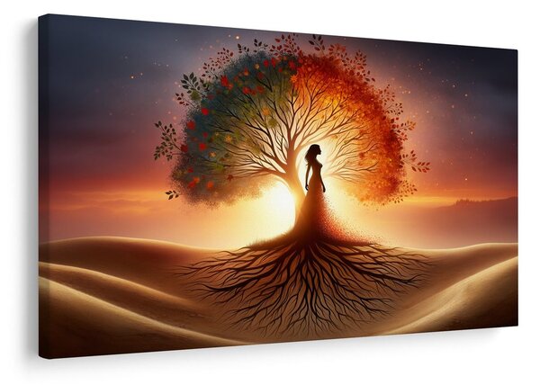 Quadro su tela – Sagoma di donna e albero della vita