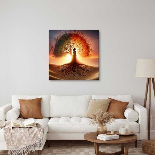Quadro su tela – Tramonto e albero della vita
