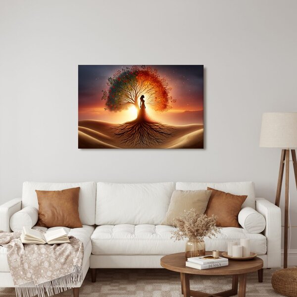 Quadro su tela – Sagoma di donna e albero della vita
