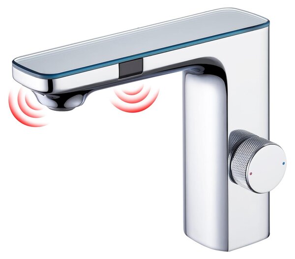 Rubinetto per lavabo con sensore a infrarossi, miscelatore senza contatto per bagno, cromato