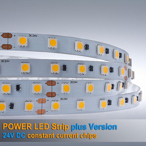 Striscia LED 5050 bianco caldo (2700K) 60W 500 cm 24V con regolatore di corrente IP20