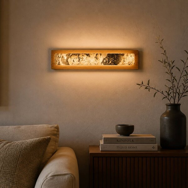 Elobra Applique da parete a LED Chile L, Legno chiaro, Soggiorno / Sala da pranzo, Legno, Applique a LED