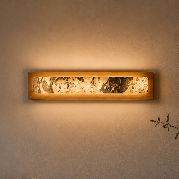 Elobra Applique da parete a LED Chile L, Legno chiaro, Soggiorno / Sala da pranzo, Legno, Applique a LED