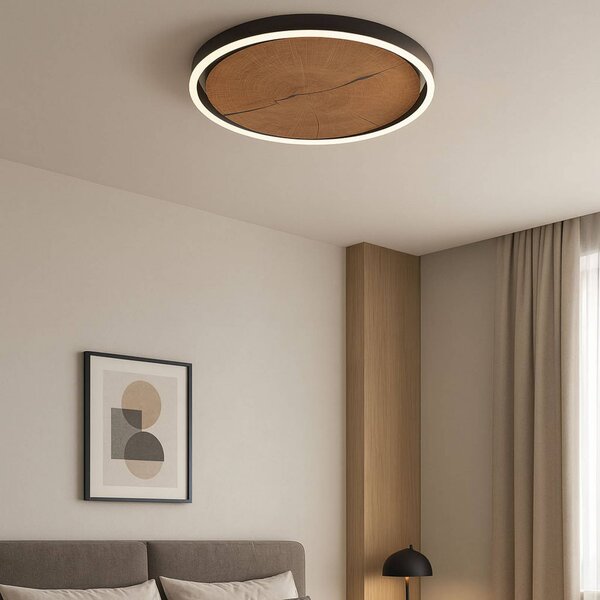 Elobra Plafoniera soffitto Havana M, dimmerabile, Legno scuro, Soggiorno / Sala da pranzo, Legno, Plafoniera