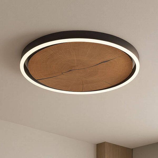 Elobra Plafoniera soffitto Havana M, dimmerabile, Legno scuro, Soggiorno / Sala da pranzo, Legno, Plafoniera