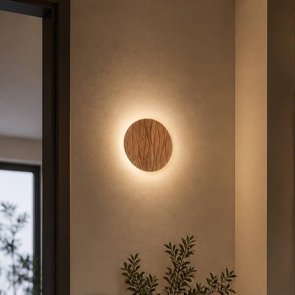 Elobra Applique da parete Atacama, Legno chiaro, Soggiorno / Sala da pranzo, Legno, Applique