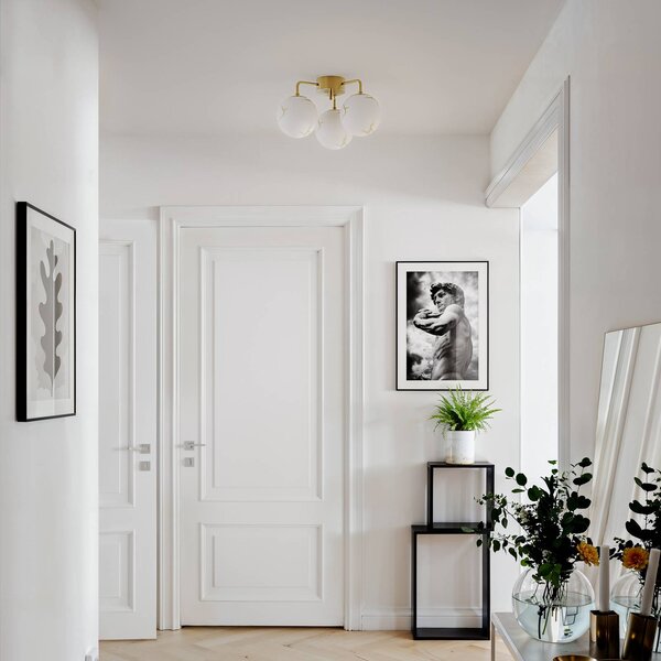 By Rydéns Plafoniera soffitto Bellagio, dimmerabile, Bianco / Opale, Soggiorno / Sala da pranzo, Vetro, Plafoniera