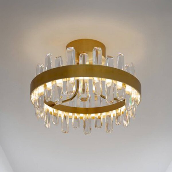 By Rydéns Plafoniera LED Triumph di Rydens, ottone, trasparente, Ø 50 cm Triumph, dimmerabile, Ottone / Oro, Soggiorno / Sala da pranzo, Vetro, Moderno