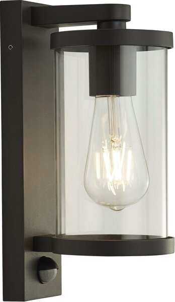 Lampada da parete per esterni Rilevatore di movimento 29 cm di altezza IP44 Nero E27 Moderna Lampada da parete per esterni
