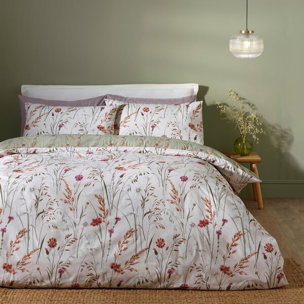 Set copripiumino e federa verde e marrone in flanella per letto singolo 135x200 cm Grasmere Floral – Catherine Lansfield