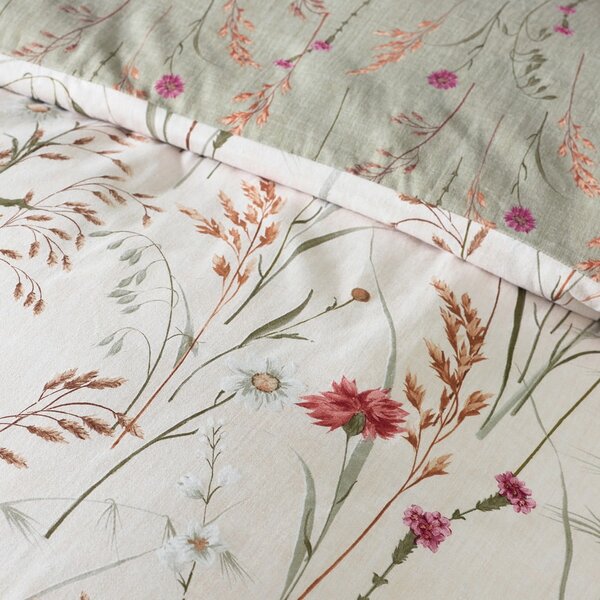 Set copripiumino e federa verde e marrone in flanella per letto singolo 135x200 cm Grasmere Floral – Catherine Lansfield