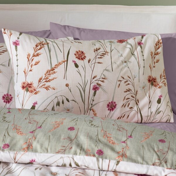 Set copripiumino e federa verde e marrone in flanella per letto singolo 135x200 cm Grasmere Floral – Catherine Lansfield