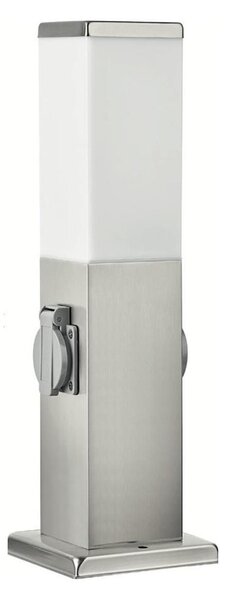 Brilagi - Lampada da esterno con 2 prese SCHUKO NOVA 1xE27/15W/230V 40 cm IP44 cromata