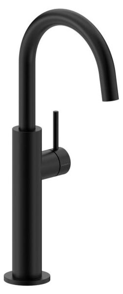 Herzbach DEEP BLACK Miscelatore monocomando per lavabo Slim L-Size con maniglia laterale senza scarico, nero opaco